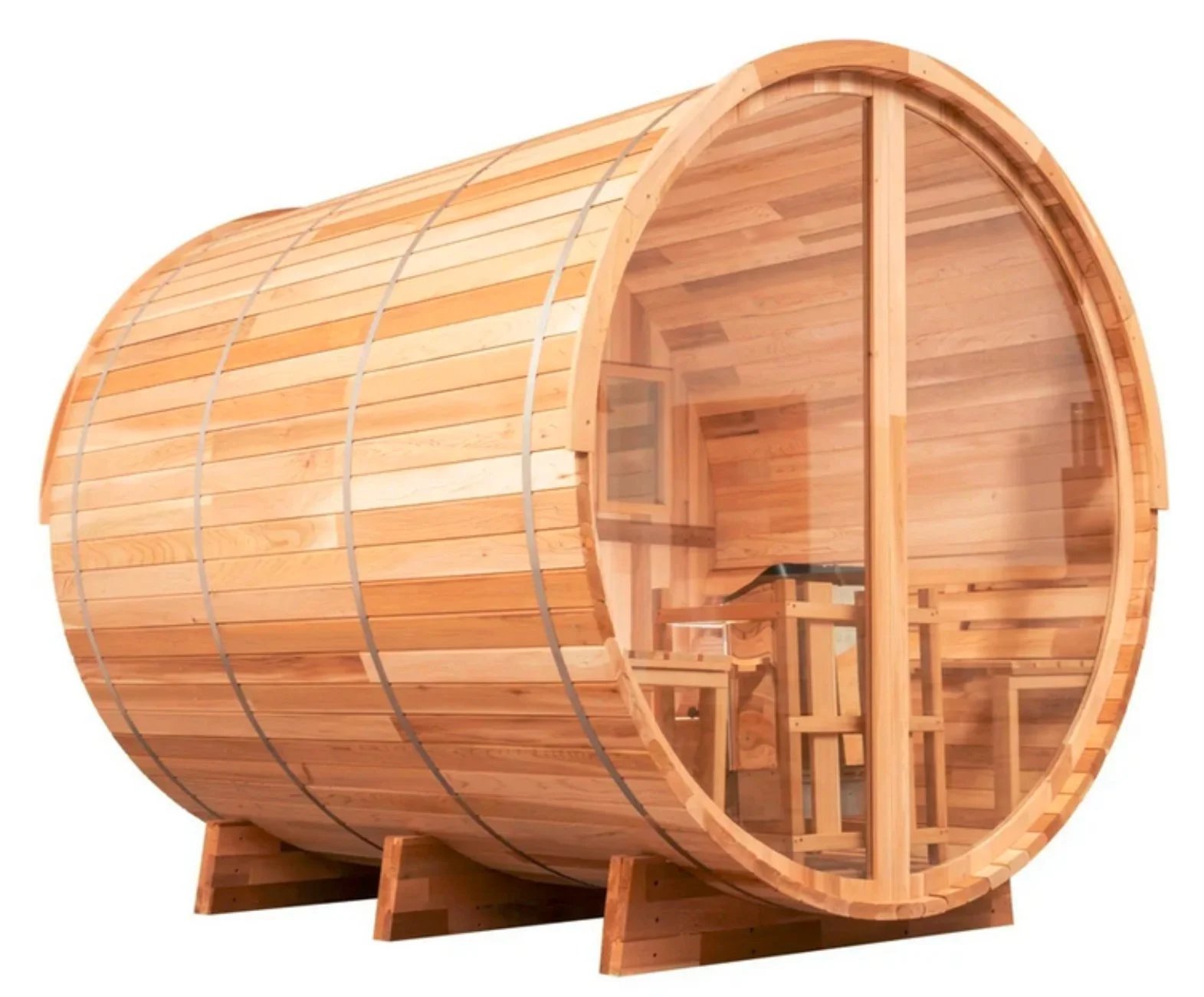 8’ Red Cedar Barrel Sauna - Scenic View photo 1