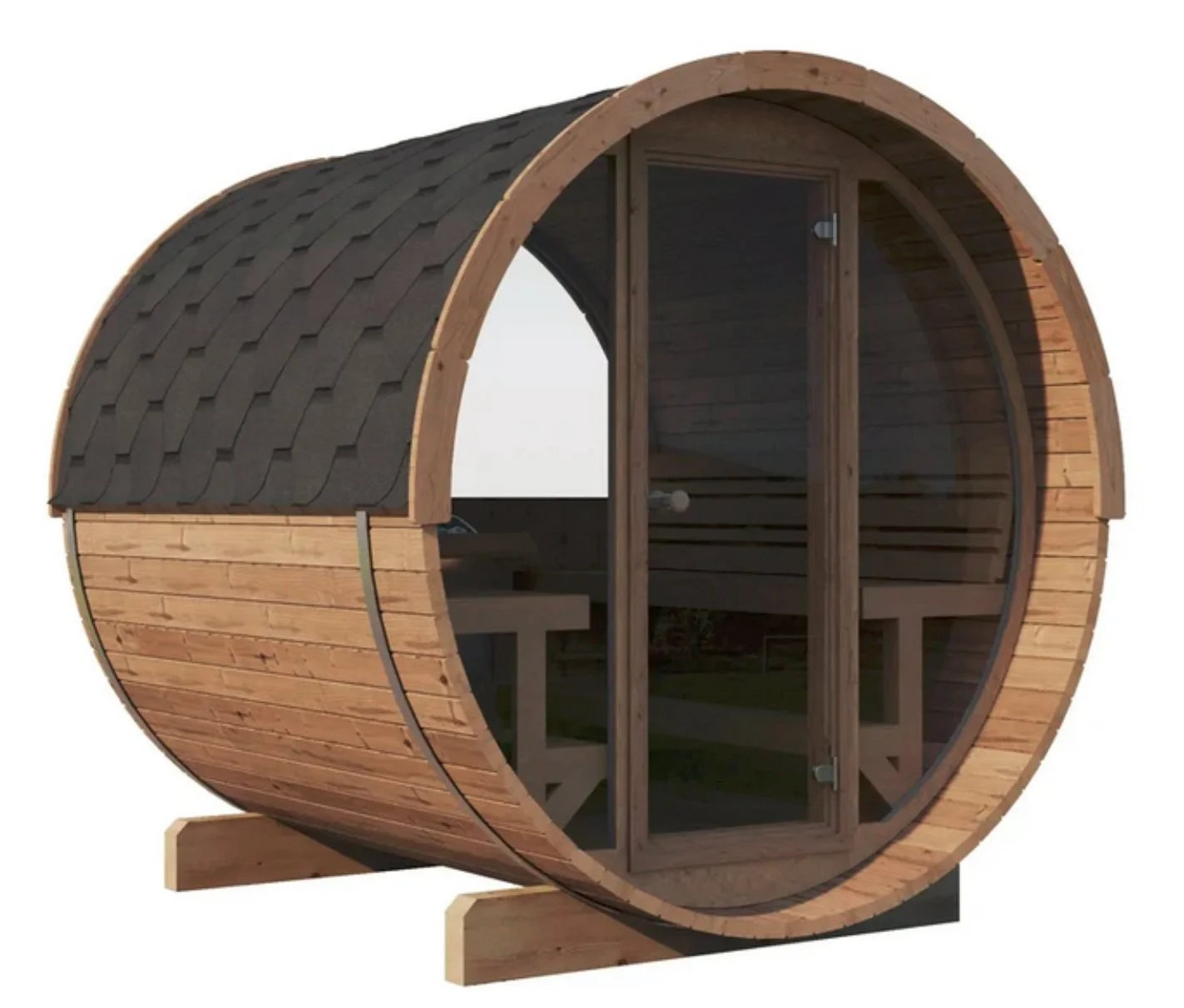 8’ thermowood scenic view barrel Sauna (extra wide) photo 1