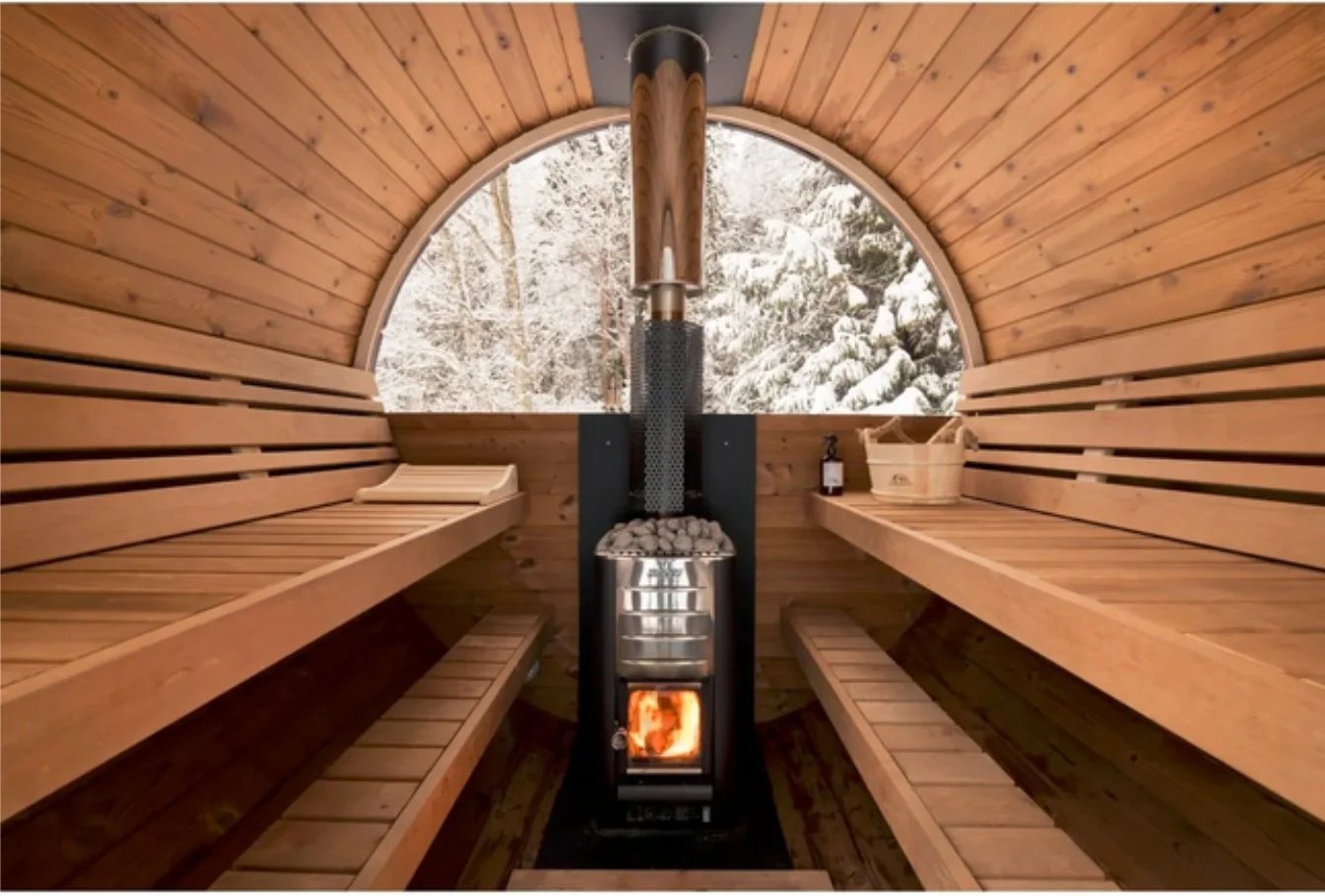 8’ thermowood scenic view barrel Sauna (extra wide) thumbnail 3