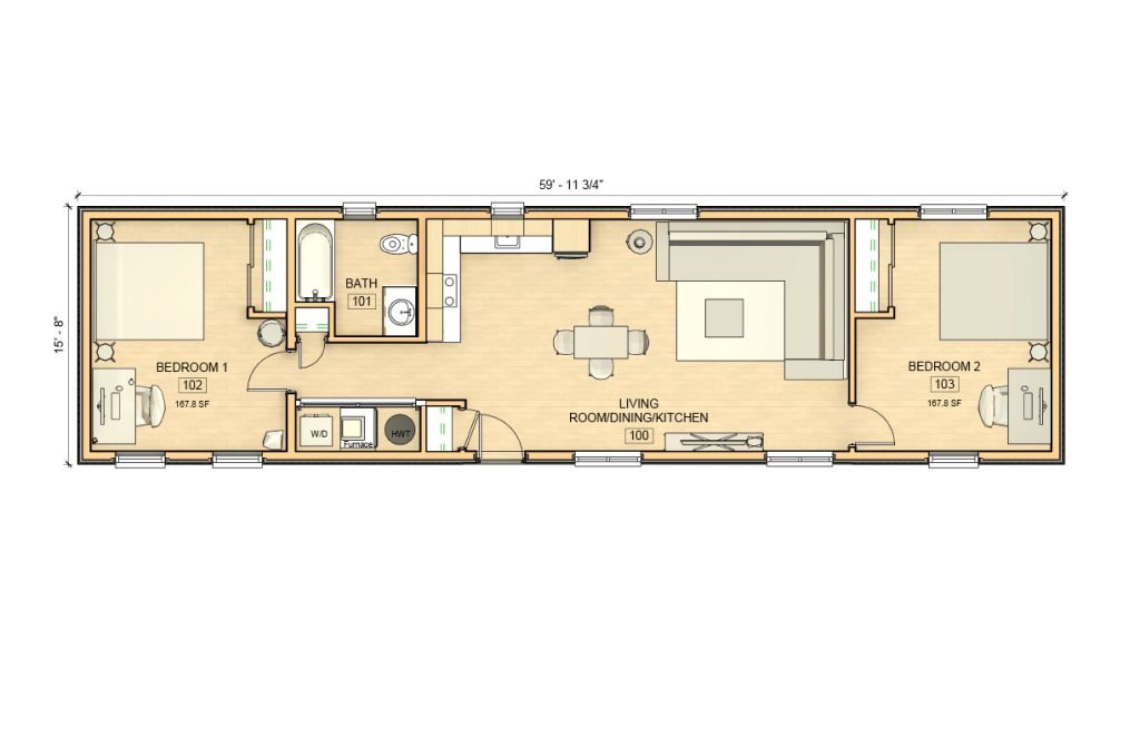 16×60 Wood Modular Home photo 1