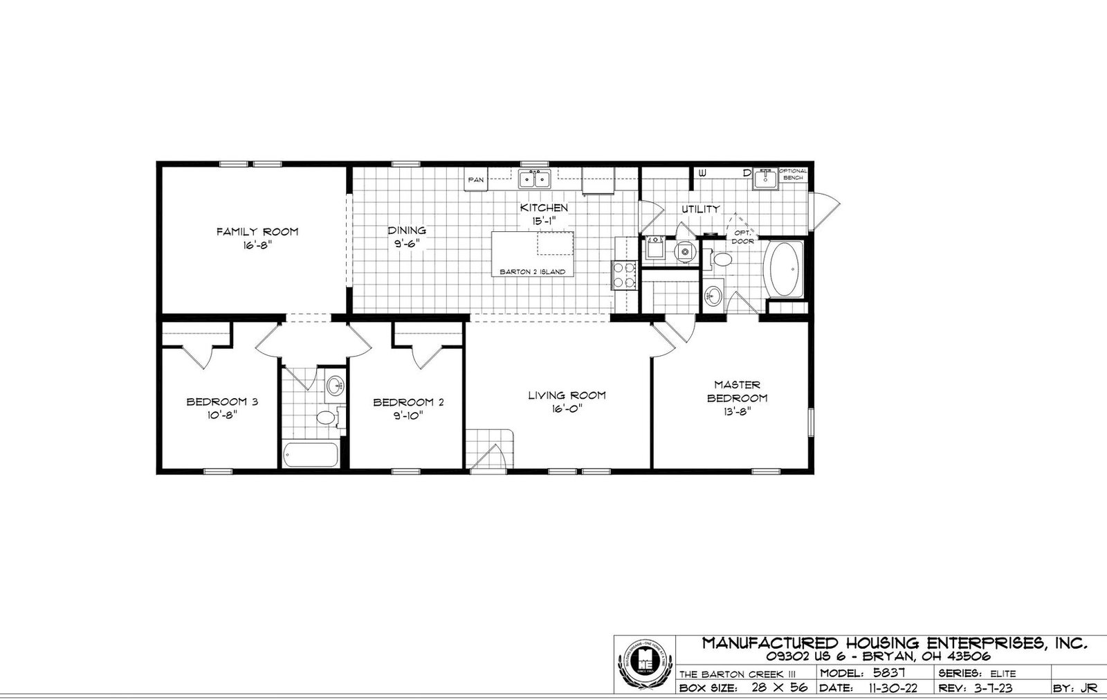 Barton Creek III Ranch Double Wide Mobile Home – 28 x 56 photo 1