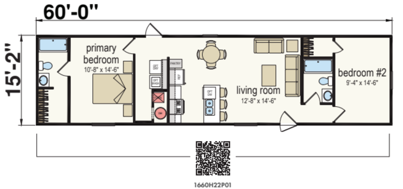 Cardinal 1660 Single Wide Mobile Home – 16 x 60 photo 1