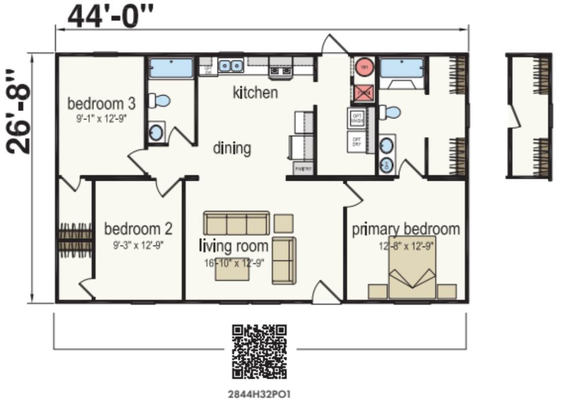 Crane 2844 Double Wide Mobile Home – 28 x 44 photo 1
