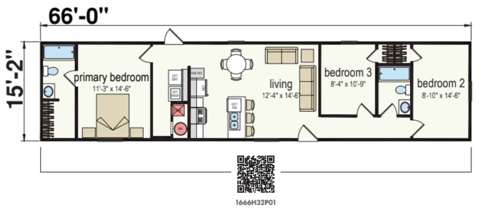 Kingfisher 1666 Single Wide Mobile Home – 16 x 66 photo 1