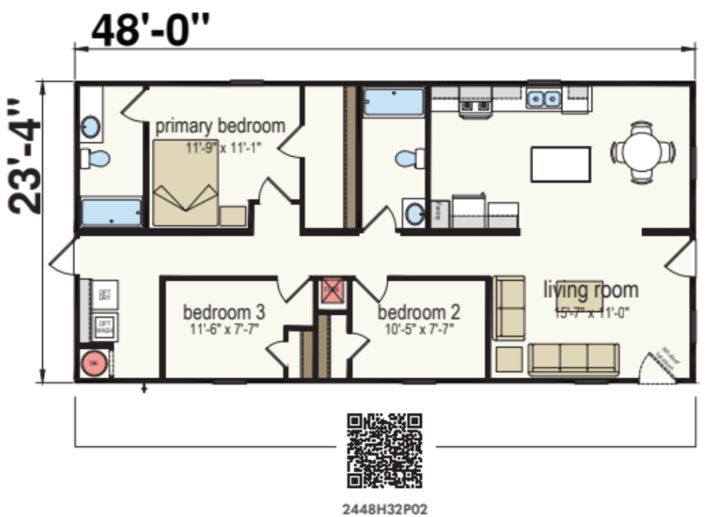 Maple 2448 Double Wide Mobile Home – 24 x 48 photo 1
