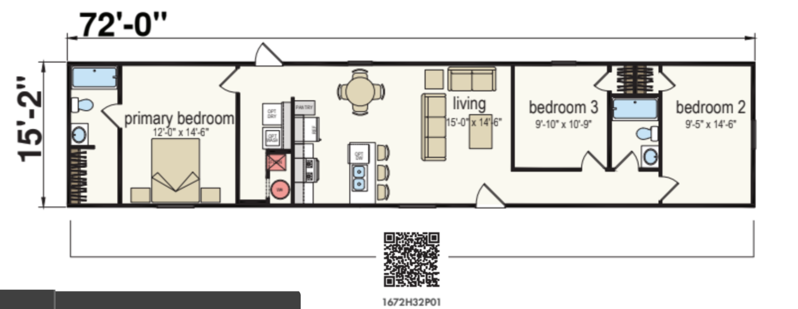 Osprey 1672 Single Wide Mobile Home – 16 x 72 photo 1