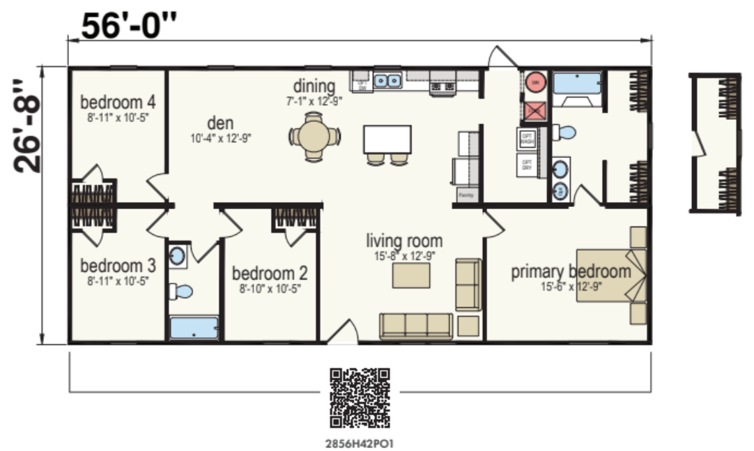 Peacock 2856 Double Wide Mobile Home – 28 x 56 photo 1
