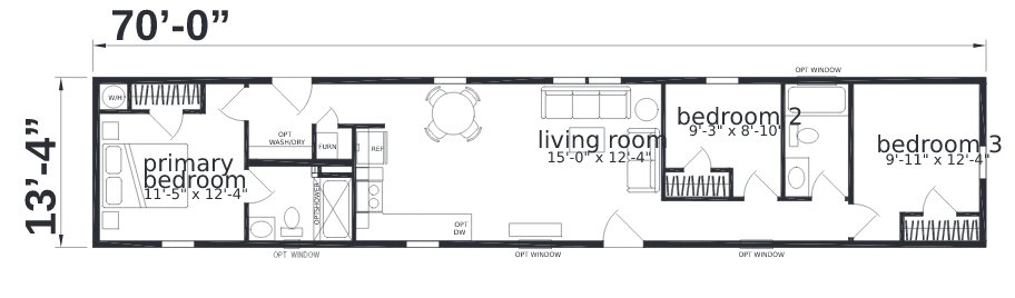 Silver Ranch Single Wide Mobile Home – 13′ 4″ x 70 photo 1