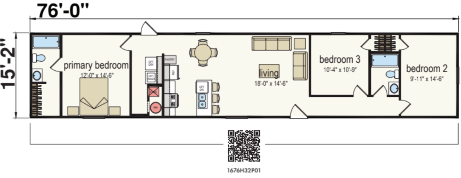 Swan 1676 Single Wide Mobile Home – 16 x 76 photo 1