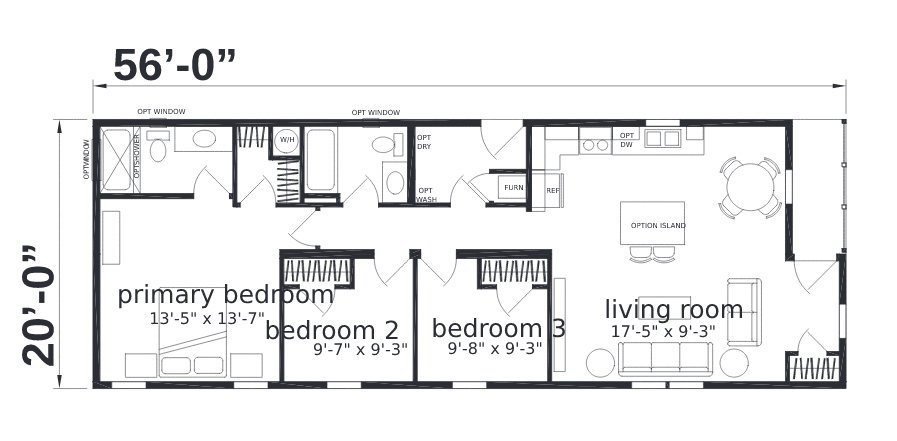 Valley Ranch Double Wide Mobile Home – 20 x 56 thumbnail 2